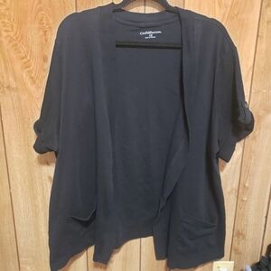 Open Cardigan Tee 3X Black Short Sleeve 100% Cotton Natural Fibers Preppy
